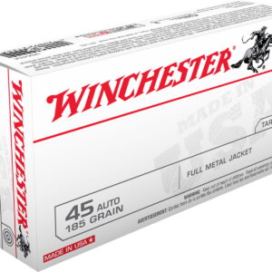 Winchester Ammo USA45A USA 45 ACP 185 gr Full Metal Jacket Flat Nose 50 Per Box/10 Case