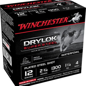 Winchester Ammo XSM124 Drylok Super Steel Magnum 12 Gauge 2.75" 1 1/4 oz 4 Shot 25 Per Box/10 Case