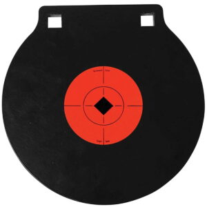 Birchwood Casey 47604 World of Targets Double Hole 8" Pistol/Rifle Black/Orange AR500 Steel Circle With Crosshair & Diamond 0.38" Thick Hanging