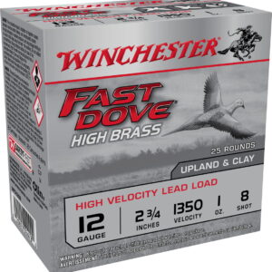 Winchester Ammo WFD128B Fast Dove & Clay High Brass 12 Gauge 2.75" 1 oz 8 Shot 25 Bx/ 10 Case