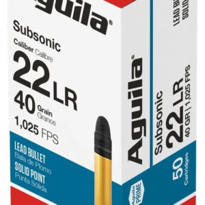 Aguila 1B220269 Subsonic Rimfire 22LR 40gr Lead Solid Point 50 Per Box/20 Case