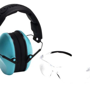Pyramex VGCOMBO410 Low-Profile Combo Kit Scratch Resistant Clear Lens & Frame with Rubber Temple Tips Powder Blue Low-Profile Earmuffs