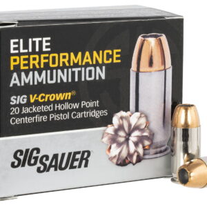 Sig Sauer E45AP120 Elite Performance 45 ACP 200 gr V Crown Jacketed Hollow Point 20 Per Box/10 Case
