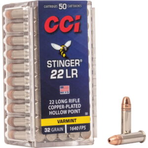 CCI 0050 Stinger 22LR 32gr Copper Plated Hollow Point 50 Per Box/100 Case
