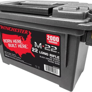 Winchester Ammo S22LRTPB M-22 22 LR 40 gr Black Copper Plated Round Nose 2000 Per Box/2 Cans Bulk