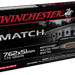 Winchester Ammo S76251M Match 7.62x51mm NATO 175 gr Sierra MatchKing BTHP 20 Per Box/25 Case