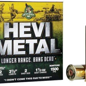 HEVI-Metal HS38502 HEVI-Metal Longer Range 12 Gauge 3.50" 1 1/2 oz 2 Shot 25 Per Box/10 Case