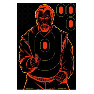 Birchwood Casey 34645 Shoot-N-C Reactive Target Self-Adhesive Paper Handgun Black/Red Silhouette Includes Pasters 5 Pack