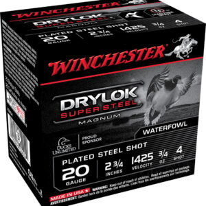 Winchester Ammo XS204 Drylok Super Steel Magnum 20 Gauge 2.75" 3/4 oz 4 Shot 25 Per Box/10 Case