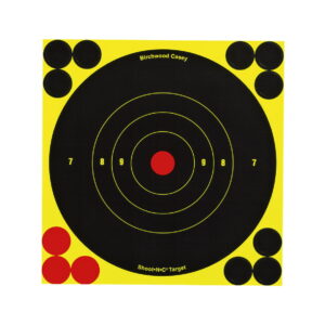 Birchwood Casey 34512 Shoot-N-C Reactive Target Self-Adhesive Paper Black/Yellow 6" Bullseye Includes Pasters 12 PK
