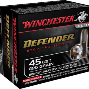 Winchester Ammo S45CPDB Defender 45 Colt 225 gr Bonded Jacket Hollow Point 20 Per Box/10 Case