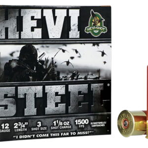 HEVI-Shot HS61223 HEVI-Steel 12 Gauge 2.75" 1 1/8 oz 3 Shot 25 Per Box/10 Case