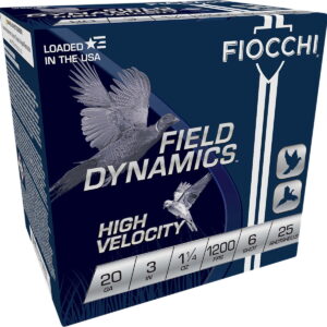 Fiocchi 203HV6 Field Dynamics High Velocity 20Gauge 3" 1 1/4oz 6Shot 25 Per Box/10 Case