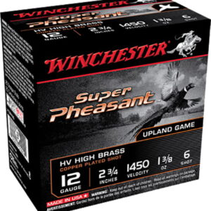 Winchester Ammo X12PHV6 Super Pheasant High Velocity High Brass 12 Gauge 2.75" 1 3/8 oz 6 Shot 25 Bx/ 10 Case