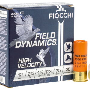 Fiocchi 12HV75 Field Dynamics High Velocity 12Gauge 2.75" 1 1/4oz 7.5Shot 25 Per Box/10 Case