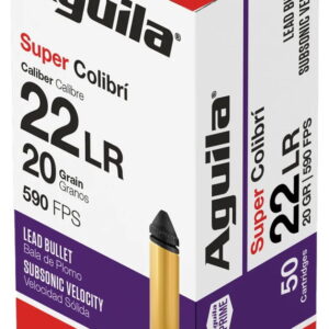 Aguila 1B220339 Super Colibri Rimfire 22LR 20gr Subsonic Lead 50 Per Box/20 Case