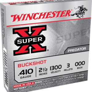Winchester Ammo XB41000 Super X 410 Gauge 2.50" 3 Pellets 000 Buck Shot 5 Bx/ 50 Case
