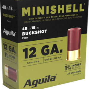 Aguila 1CHB1385 Minishell Buckshot 12Gauge 1.75" 5/8oz 4B(7P)/1B(4P) Shot 25 Per Box/10 Case