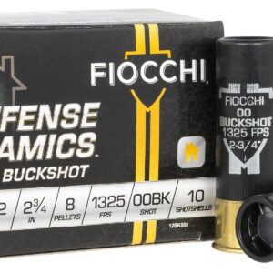 Fiocchi 12BK008 Defense Dynamics 12Gauge 2.75" 8Pellets 00 Buck Shot 10 Per Box/25 Case