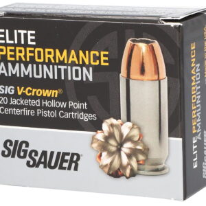 Sig Sauer E10MM20020 Elite Performance 10mm Auto 200 gr V Crown Jacketed Hollow Point 20 Per Box/10 Case
