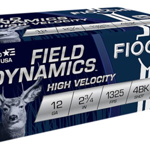 Fiocchi 12HV4BK Field Dynamics High Velocity 12Gauge 2.75" 27Pellets 4Buck Shot 10 Per Box/25 Case
