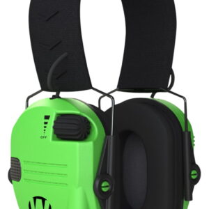Walker's GWPRSEMHVG Razor Slim Electronic Muff 23 dB Over the Head Hi-Viz Green/Black Polymer