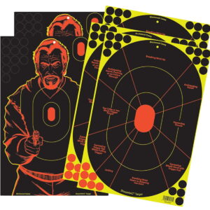 Birchwood Casey 34630 Shoot-N-C Reactive Target Combo Pack Self-Adhesive Paper Handgun Multi Color Silhouette/Bad Guy Includes Pasters 5 Pack