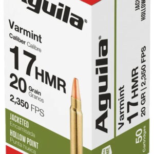 Aguila 1B222347 Target & Range Varmint 17HMR 20gr Jacketed Hollow Point 50 Per Box/20 Case