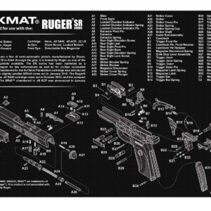 TekMat TEKR17RUGERSR9 Ruger SR 9 Cleaning Mat Black/White Rubber 17" Long