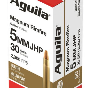 Aguila 1B222406 Target & Range Rimfire 5mm Rem Mag 30gr Jacketed Hollow Point 50 Per Box/20 Case