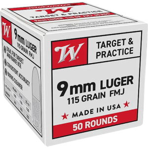 Winchester Ammo W9MM50 9mm Luger 115 gr Full Metal Jacket 50 Per Box/20 Case