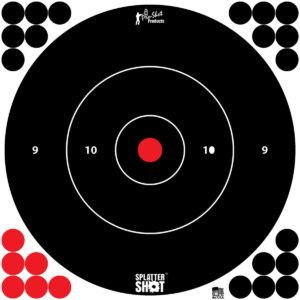 Pro-Shot 12BWHTETG12P SplatterShot 12" Bullseye Hanging Tagboard Black/Red Impact Enhancement White 12 PK