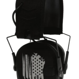 Walker's WPRSEMFSFLG Razor Slim Electronic Freedom Muff 23 dB Over the Head Black With Distressed U.S Flag Polymer