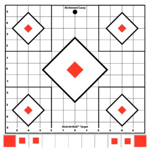 Birchwood Casey 33922 Stick-A-Bull Sight-In Self-Adhesive Paper White/Red 5-Diamond Includes Pasters 5 Pack