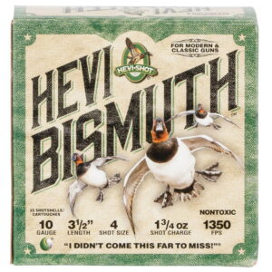 HEVI-Shot HS15504 HEVI-Bismuth 10 Gauge 3.50" 1 3/4 oz Bismuth 4 Shot 25 Per Box/10 Case
