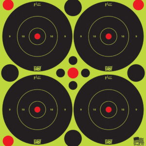Pro-Shot 3BGREEN48 SplatterShot Black/Green Self-Adhesive Paper Impact Enhancement 3" Bullseye 144 Targets/12 Sheets Includes Pasters