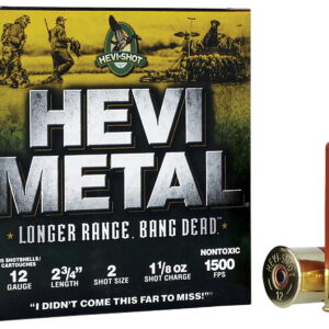 HEVI-Metal HS38702 HEVI-Metal Longer Range 12 Gauge 2.75" 1 1/8 oz 2 Shot 25 Per Box/10 Case