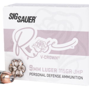 Sig Sauer E9MMA1ROSE20 Rose 9mm Luger 115 gr V Crown Jacketed Hollow Point 20 Per Box/10 Case